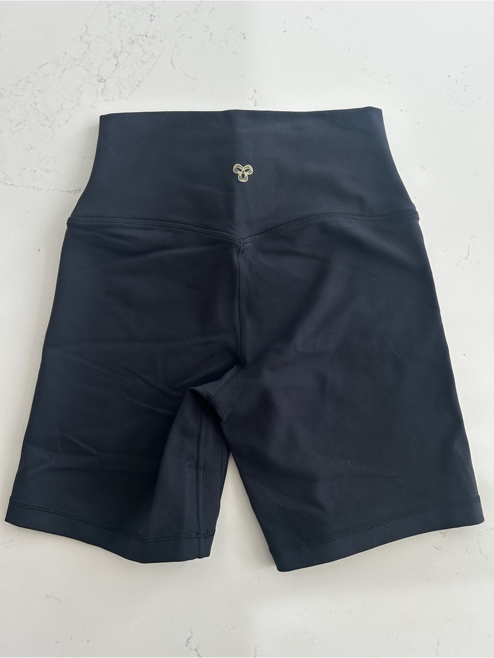 Aritzia Black High-Rise Bike Shorts with Subtle Logo